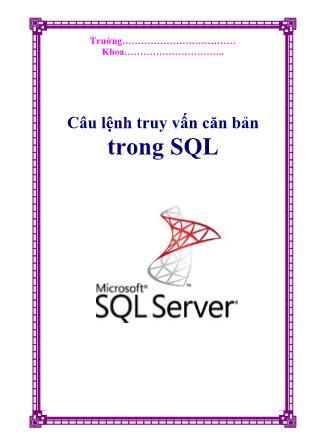 Câu lệnh truy vấn căn bản trong SQL