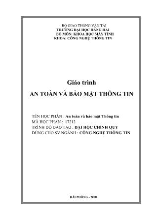 Giáo trình môn An toàn và bảo mật Thông tin