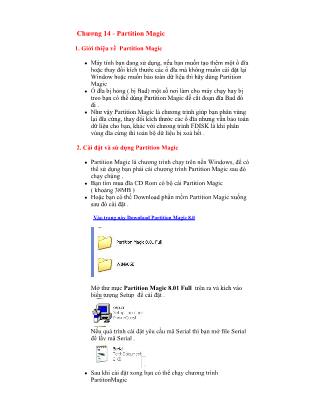 Giáo trình môn Tin học đại cương - Chương 14: Partition Magic
