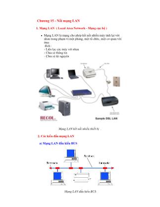 Giáo trình môn Tin học đại cương - Chương 15 : Nối mạng LAN