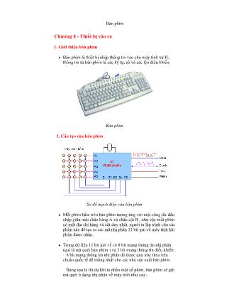 Giáo trình môn Tin học đại cương - Chương 8: Thiết bị vào ra