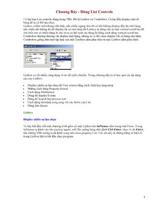 Giáo trình Visual Basic 6.0 - Chương Bảy: Dùng List Controls