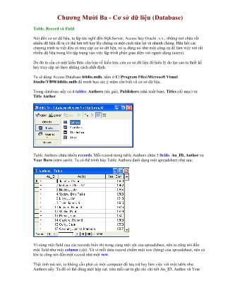 Giáo trình Visual Basic 6.0 - Chương Mười Ba: Cơ sở dữ liệu (Database)