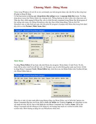 Giáo trình Visual Basic 6.0 - Chương Mười: Dùng Menu
