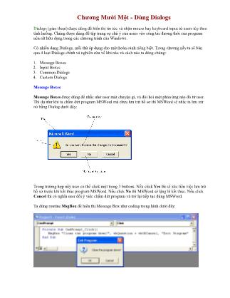 Giáo trình Visual Basic 6.0 - Chương Mười Một: Dùng Dialogs