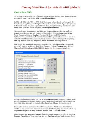 Giáo trình Visual Basic 6.0 - Chương Mười Sáu: Lập trình với ADO