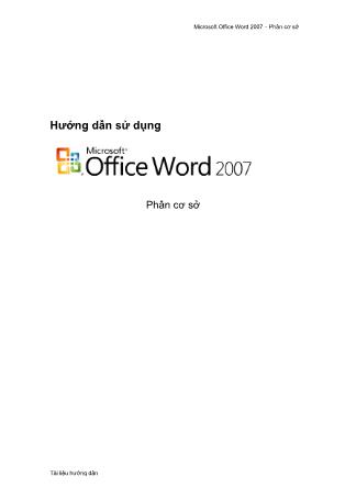 Hướng dẫn sử dụng Microsoft Office Word 2007 – Phần cơ sở