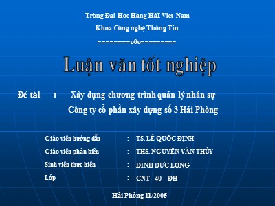 Luận văn Xây dựng chương trình quản lý nhân sự Công ty cổ phần xây dựng số 3 Hải Phòng