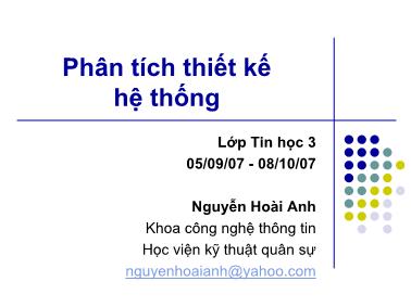 Phân tích thiết kế hệ thống - Nguyễn Hoài Anh