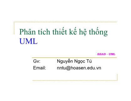 Phân tích thiết kế hệ thống UML - Nguyễn Ngọc Tú