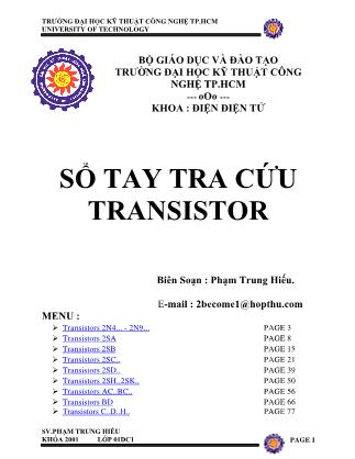 Sổ tay tra cứu Transistor - Phạm Trung Hiếu.