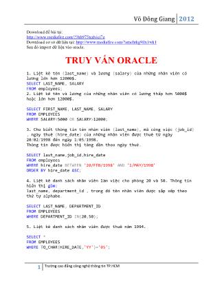 Truy vấn Oracle - Võ Đông Giang