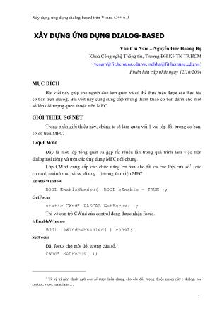 Xây dựng ứng dụng dialog-Based trên Visual C++ 6.0