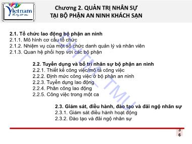 Bài giảng An ninh khách sạn (Hotel Security) - Chương 2: Quản trị nhân sự tại bộ phận an ninh khách sạn