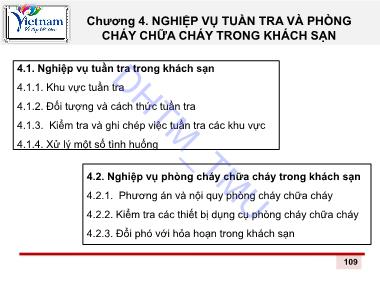 Bài giảng An ninh khách sạn (Hotel Security) - Chương 4: Nghiệp vụ tuần tra và phõng cháy chữa cháy trong khách sạn