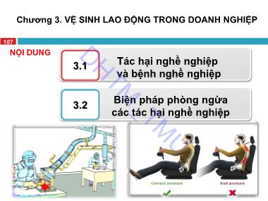 Bài giảng An toàn và vệ sinh lao động (Safety - Heathl at Work) - Chương 3: Vệ sinh lao động trong doanh nghiệp