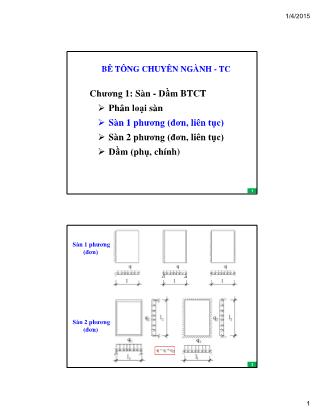 Bài giảng Bê tông chuyên ngành - Chương 1: Sàn-Dầm bê tông cốt thép (Phần 2)