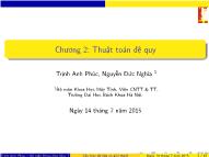 Bài giảng Cấu trúc dữ liệu và giải thuật - Chương 2: Thuật toán đệ quy - Trịnh Anh Phúc