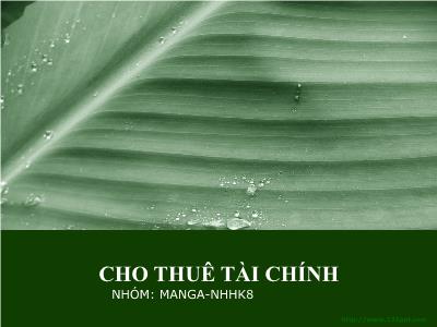 Bài giảng Cho thuê tài chính