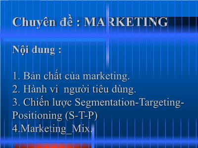 Bài giảng Chuyên đề Maketing