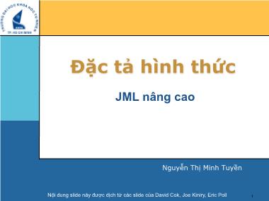 Bài giảng Đặc tả hình thức - Bài 14: JML nâng cao (Phần 1) - Nguyễn Thị Minh Tuyền