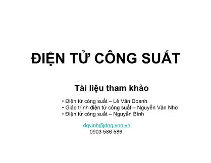 Bài giảng Điện tử công suất