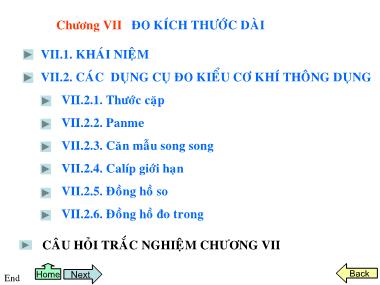 Bài giảng Dung sai & Kỹ thuật đo - Chương VII: Đo kích thước dài