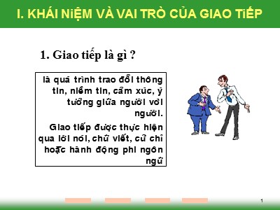 Bài giảng Giao tiếp trong kinh doanh -  Chương 1: Khái niệm giao tiếp