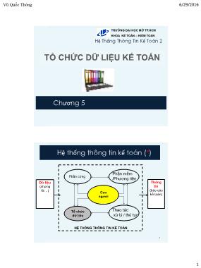 Bài giảng Hệ thống thông tin kế toán 2 - Chương 5: Tổ chức dữ liệu kế toán - Vũ Quốc Thông