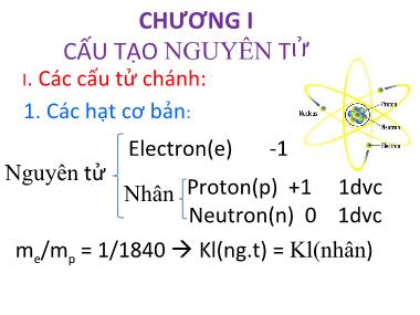 Bài giảng Hóa đại cương - Chương I: Cấu tạo nguyên tử