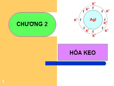 Bài giảng Hóa lý - Chương 2: Hóa keo - Nguyễn Trọng Tăng