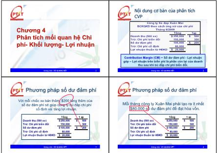 Bài giảng Kế toán quản trị - Chương 4: Phân tích mối quan hệ Chi phí- Khối lượng- Lợi nhuận - ThS. Vũ Quang Kết