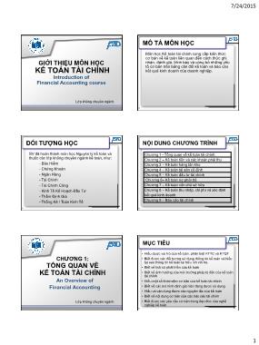 Bài giảng Kế toán tài chính (Financial Accounting) - Chương 1 - Tổng quan về kế toán tài chính