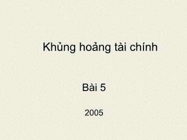 Bài giảng Khủng hoảng tài chính