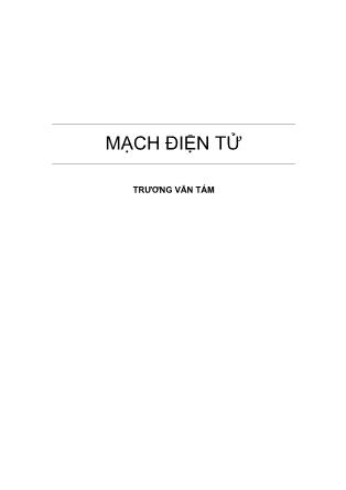 Bài giảng Kĩ thuật mạch điện tử - Trương Văn Tám