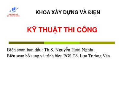 Bài giảng Kỹ thuật thi công - Chương 5: Công tác gạch đá