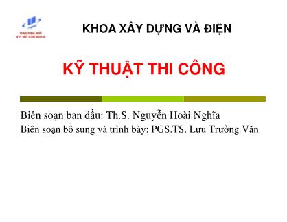 Bài giảng Kỹ thuật thi công - Chương 6: Công tác hoàn thiện