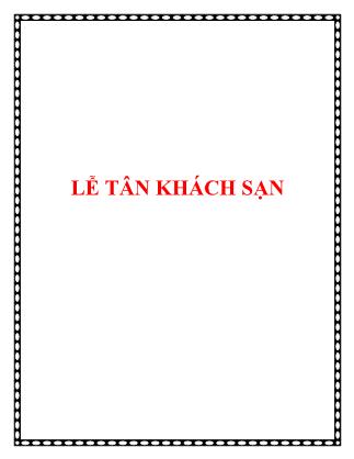 Bài giảng Lễ tân khách sạn