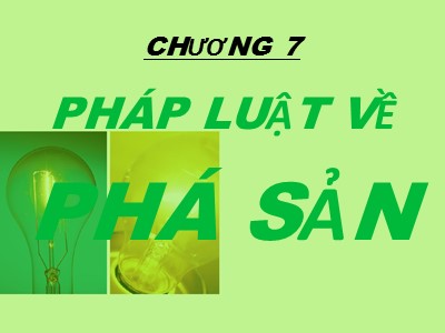 Bài giảng Luật kinh tế - Chương 7: Pháp luật về phá sản - Nguyễn Ngọc Duy Mỹ