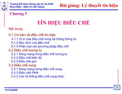 Bài giảng Lý thuyết tín hiệu - Chương 5: Tín hiệu điều chế