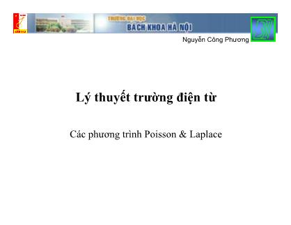 Bài giảng Lý thuyết trường điện từ - Chương 8: Các phương trình Poisson & Laplace