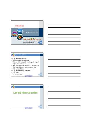 Bài giảng Mô hình tài chính - Chương 1: Lập mô hình tài chính - ThS. Bùi Ngọc Toản