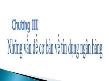 Bài giảng Nghiệp vụ ngân hàng thương mại - Chương III: Những vấn đề cơ bản về tín dụng ngân hàng