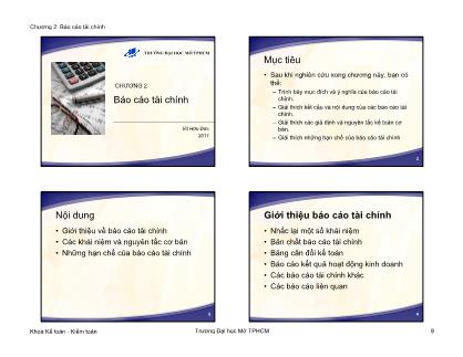 Bài giảng Nguyên lý kế toán - Chương 2: Báo cáo tài chính - Vũ Hữu Đức