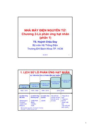 Bài giảng Nhà máy điện nguyên tử - Chương 2: Lò phản ứng hạt nhân (Phần 1) - TS. Huỳnh Châu Duy