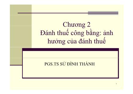 Bài giảng Phân tích chính sách thuế - Chương 2: Đánh thuế công bằng-ảnh hưởng của đánh thuế - PGS. TS Sử Đình Thành