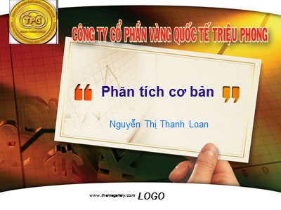 Bài giảng Phân tích cơ bản - Nguyễn Thị Thanh Loan