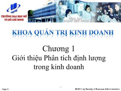 Bài giảng Phân tích định lượng trong kinh doanh - Chương 1: Giới thiệu Phân tích định lượng trong kinh doanh