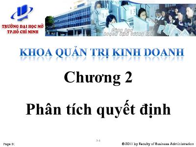 Bài giảng Phân tích định lượng trong kinh doanh - Chương 2: Phân tích quyết định