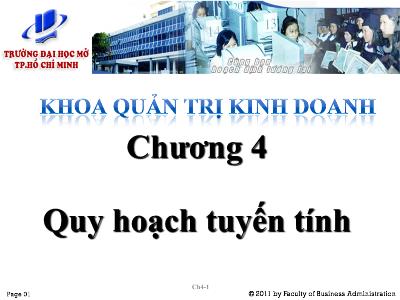 Bài giảng Phân tích định lượng trong kinh doanh - Chương 4: Quy hoạch tuyến tính